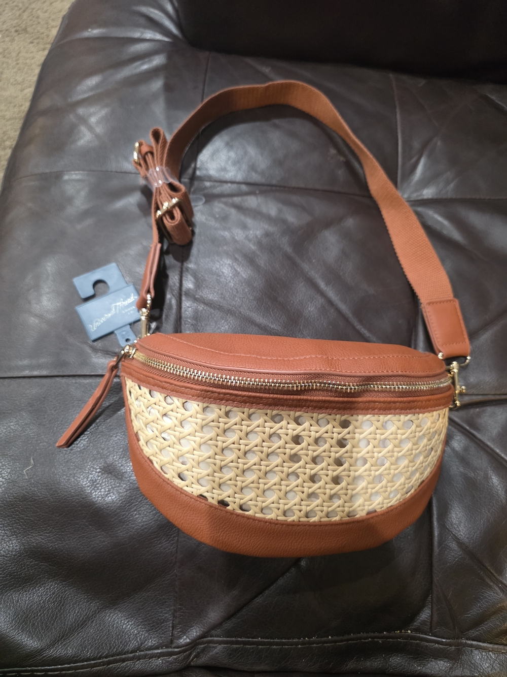Universal Thread Tan Woven Accent Crossbody Belt Bag